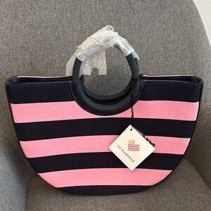 Kate Spade Pink and Dark Blue Striped Women's Bag